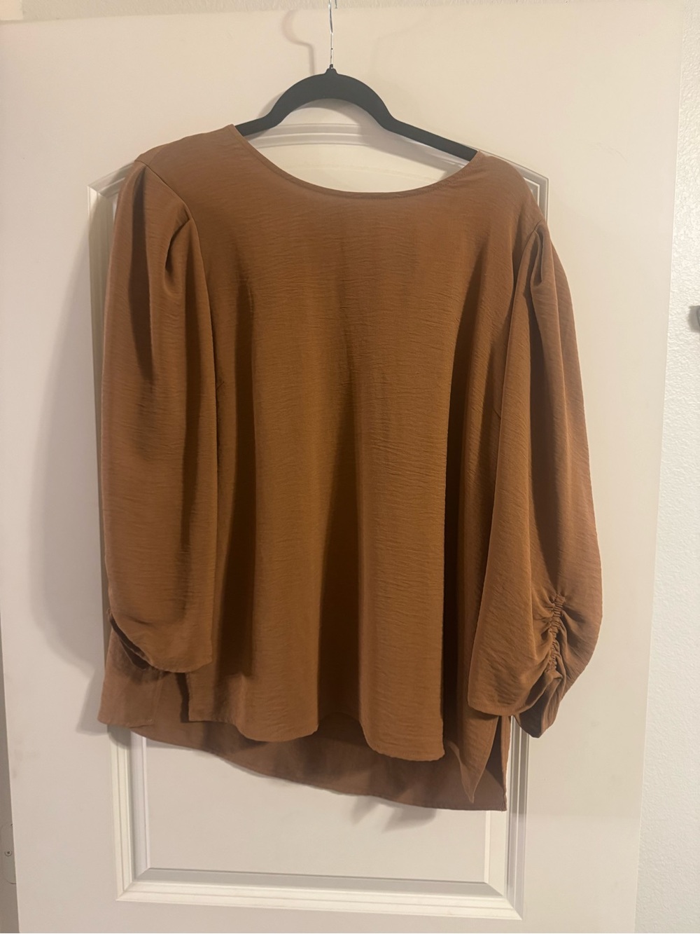 SHEIN Chestnut Puff Sleeve Blouse